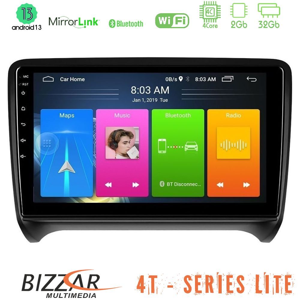 Bizzar 4T Series Audi TT B7 4Core Android13 2+32GB Navigation Multimedia Tablet 9"