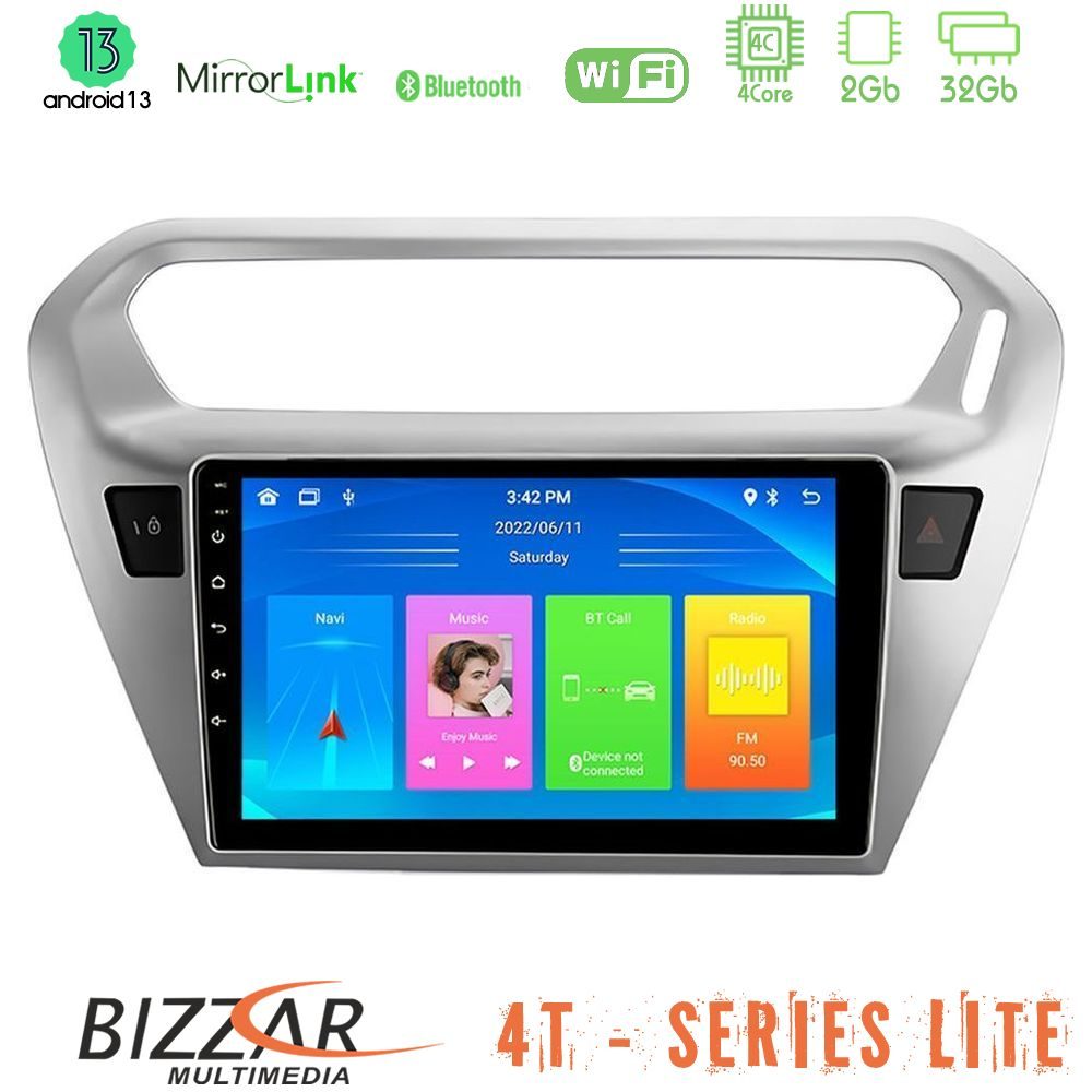 Bizzar 4T Series Citroen C-Elysee / Peugeot 301 4Core Android13 2+32GB Navigation Multimedia Tablet 9"