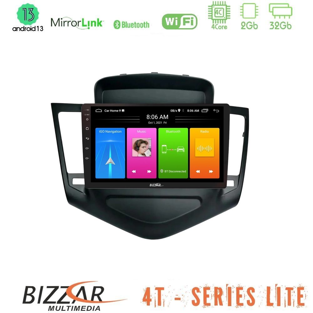 Bizzar 4T Series Chevrolet Cruze 2009-2012 4Core Android13 2+32GB Navigation Multimedia Tablet 9"