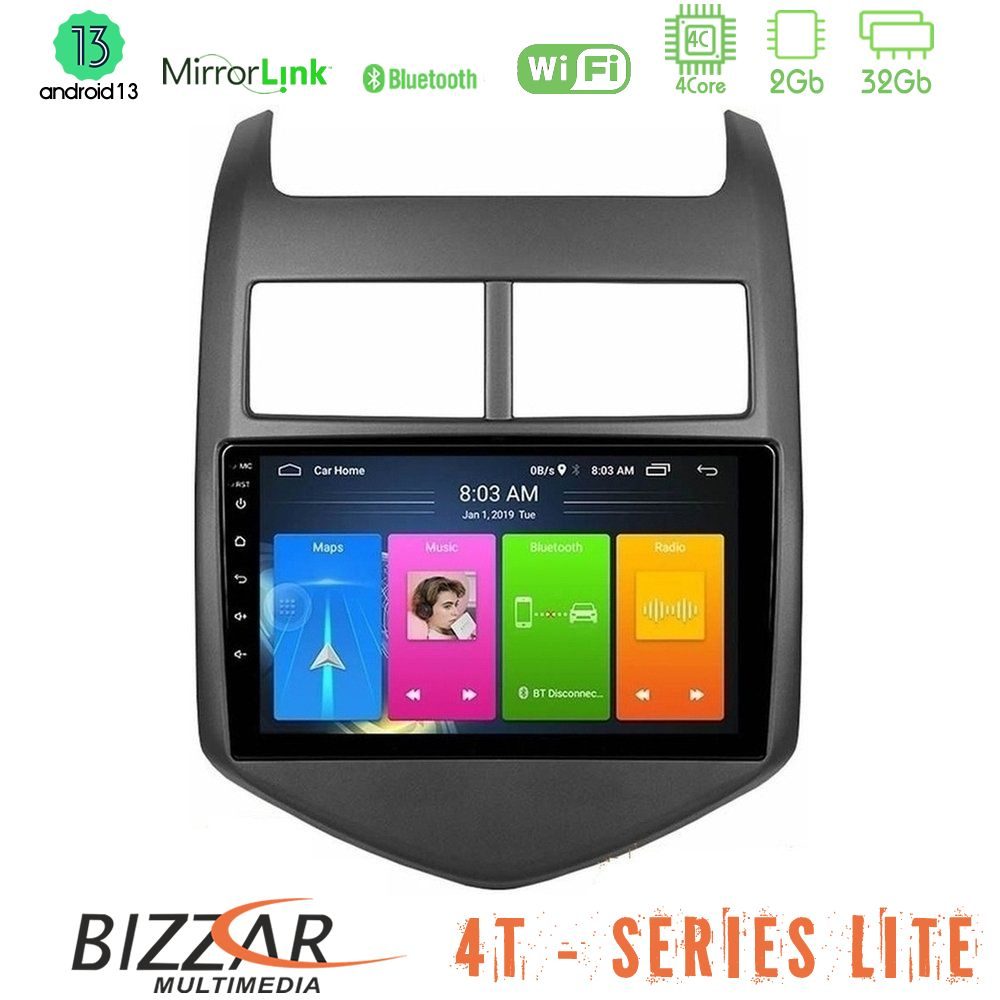 Bizzar 4T Series Chevrolet Aveo 2011-2017 4Core Android13 2+32GB Navigation Multimedia Tablet 9"