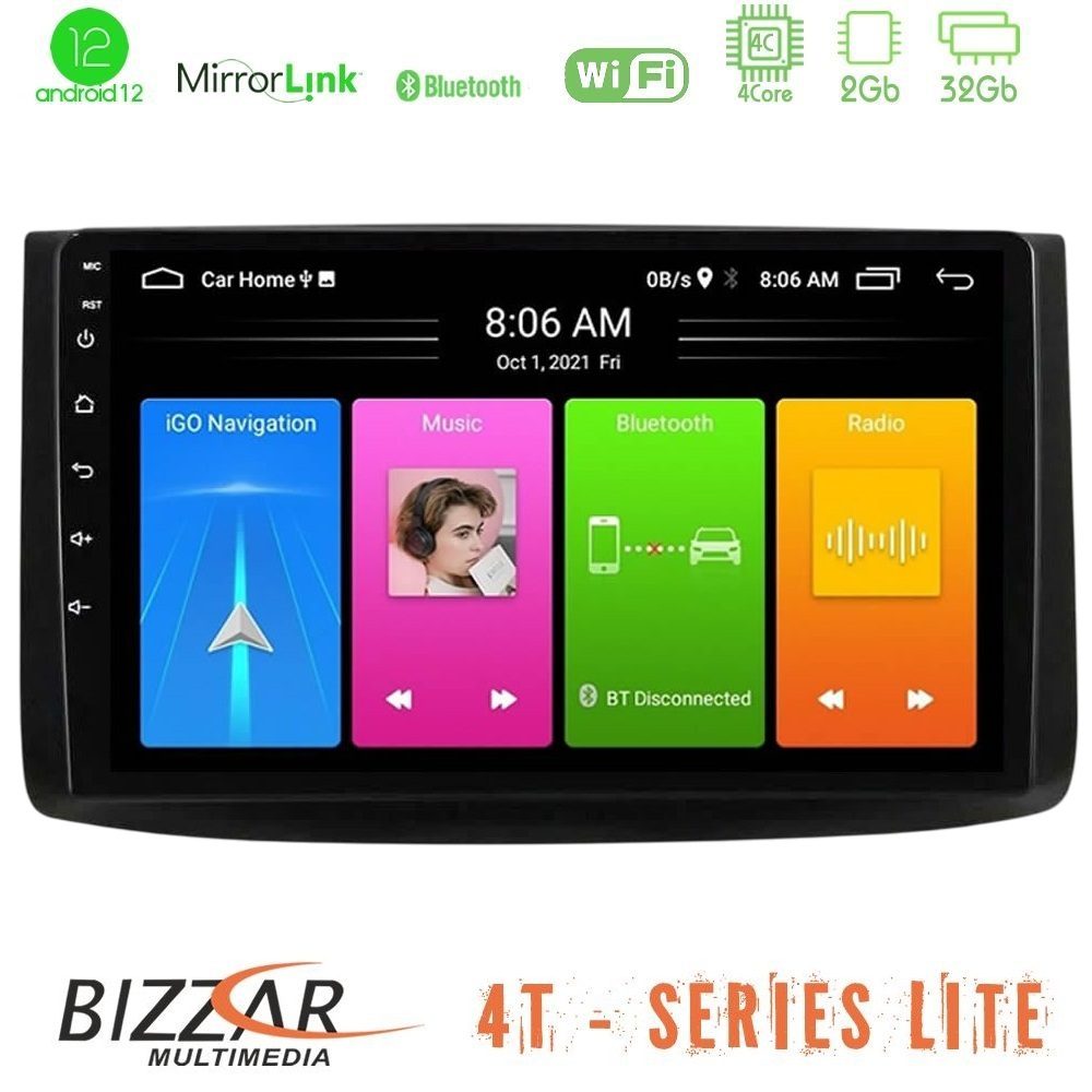 Bizzar 4T Series Chevrolet Aveo 2006-2010 4Core Android13 2+32GB Navigation Multimedia Tablet 9"