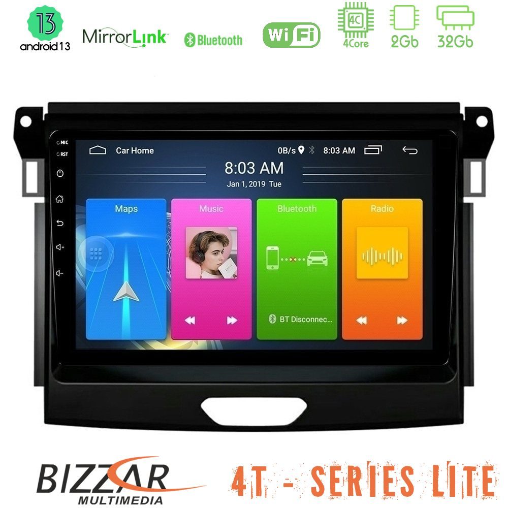 Bizzar 4T Series Ford Ranger 2017-2022 4Core Android13 2+32GB Navigation Multimedia Tablet 9"
