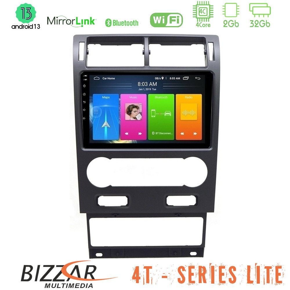 Bizzar 4T Series Ford Mondeo 2004-2007 4Core Android13 2+32GB Navigation Multimedia Tablet 9"