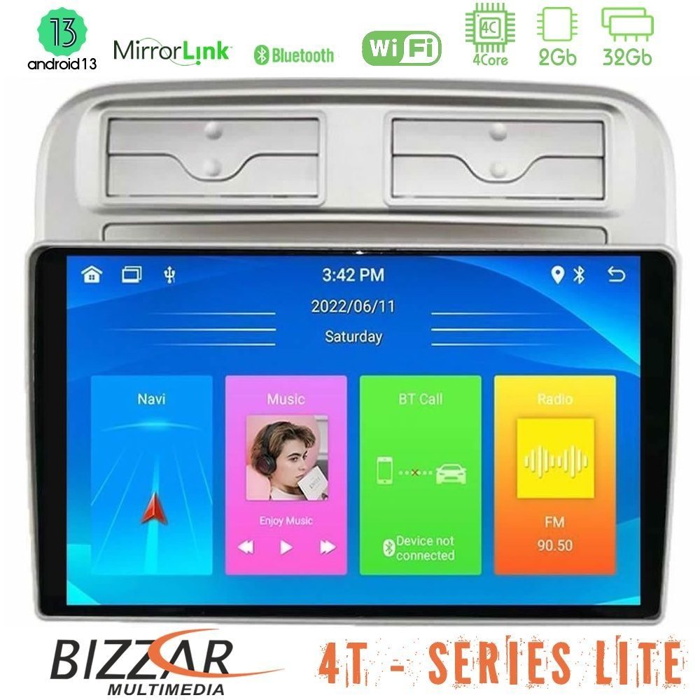 Bizzar 4T Series Fiat Grande Punto 2006-2011 4Core Android13 2+32GB Navigation Multimedia Tablet 9"
