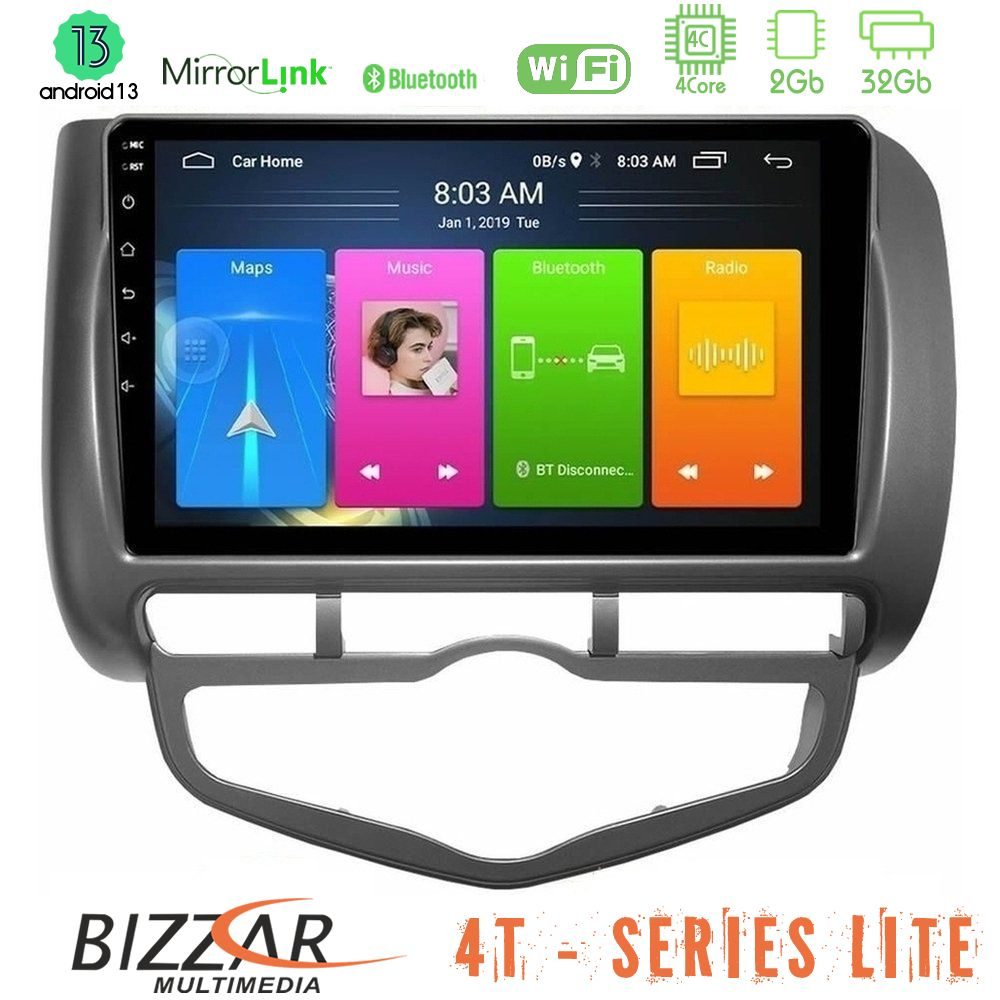 Bizzar 4T Series Honda Jazz 2002-2008 (Auto A/C) 4Core Android13 2+32GB Navigation Multimedia Tablet 9"