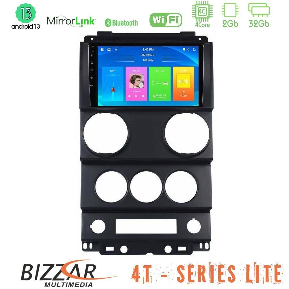 Bizzar 4T Series Jeep Wrangler 2008-2010 4Core Android13 2+32GB Navigation Multimedia Tablet 9"