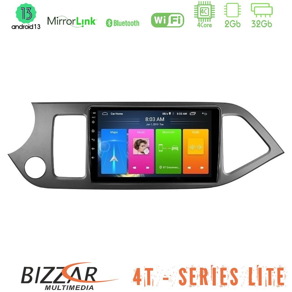 Bizzar 4T Series Kia Picanto 4Core Android13 2+32GB Navigation Multimedia Tablet 9"