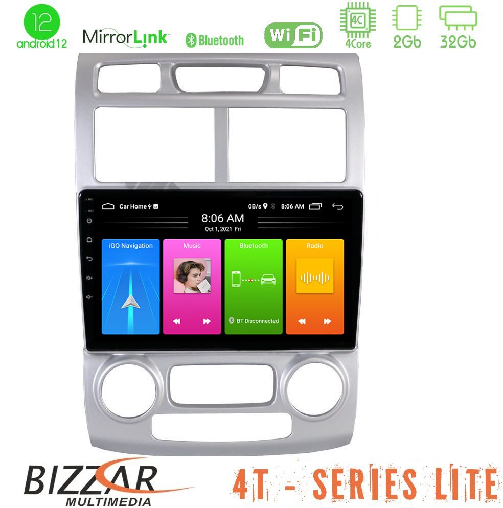 Bizzar 4T Series Kia Sportage 2005-2008 4Core Android13 2+32GB Navigation Multimedia Tablet 9"
