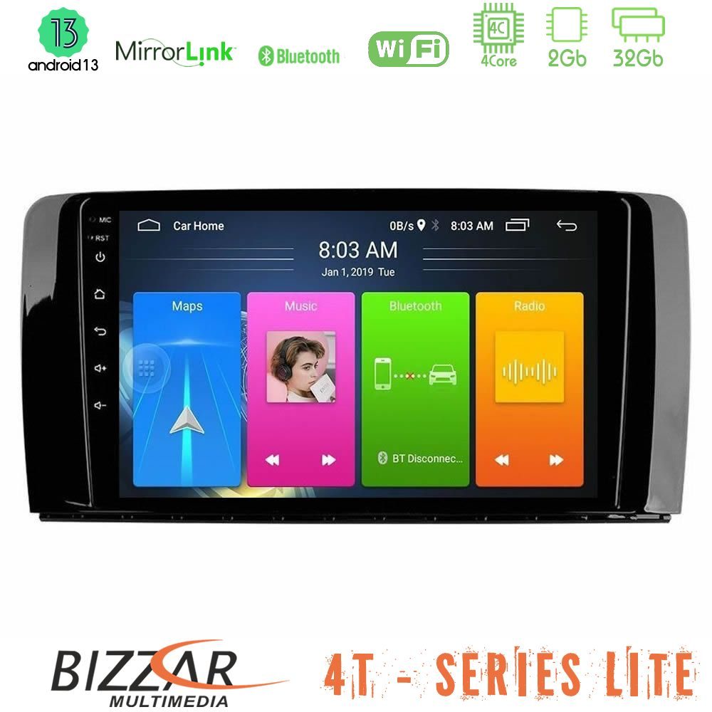 Bizzar 4T Series Mercedes R Class 4Core Android13 2+32GB Navigation Multimedia Tablet 9"
