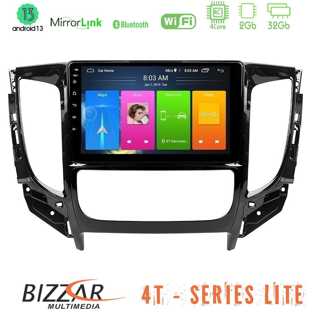 Bizzar 4T Series Mitsubishi L200 2016-> & Fiat Fullback (Auto A/C) 4Core Android13 2+32GB Navigation Multimedia Tablet 9"