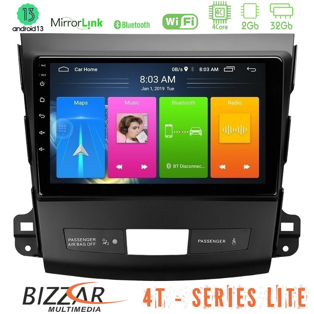 Bizzar 4T Series Mitsubishi Outlander/Citroen C-Crosser/Peugeot 4007 4Core Android13 2+32GB Navigation Multimedia Tablet 9"