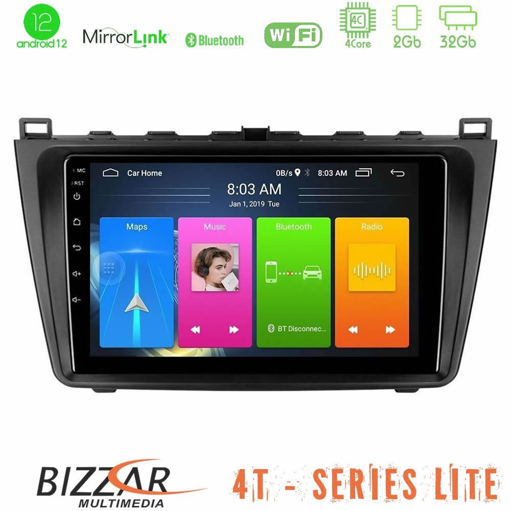 Bizzar 4T Series Mazda 6 2008-2012 4core Android13 2+32GB Navigation Multimedia Tablet 9"