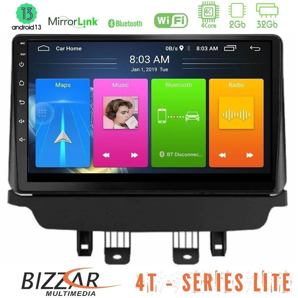 Bizzar 4T Series Mazda 2 2014-2021 4Core Android13 2+32GB Navigation Multimedia Tablet 9"