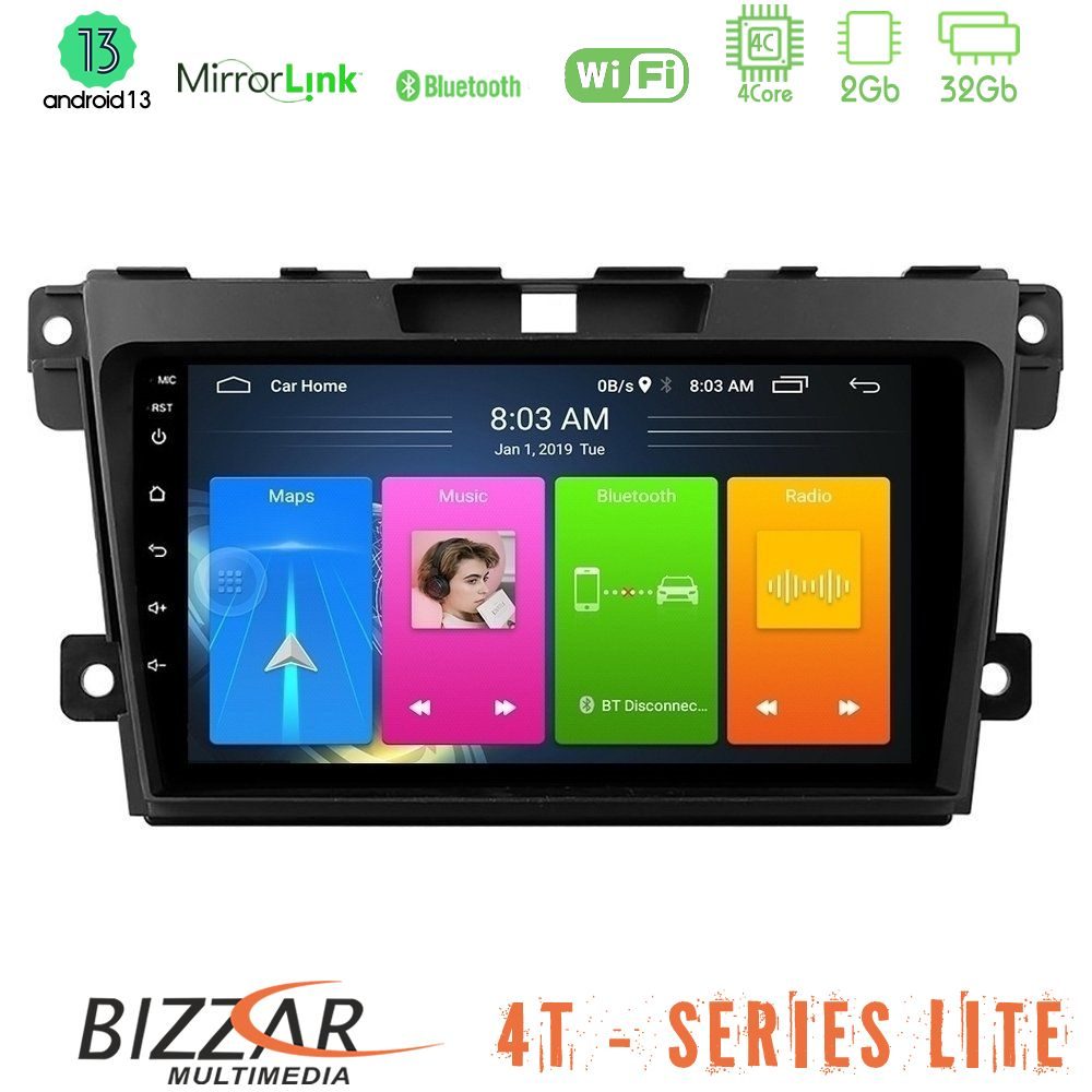 Bizzar 4T Series Mazda CX-7 2007-2011 4Core Android13 2+32GB Navigation Multimedia Tablet 9"