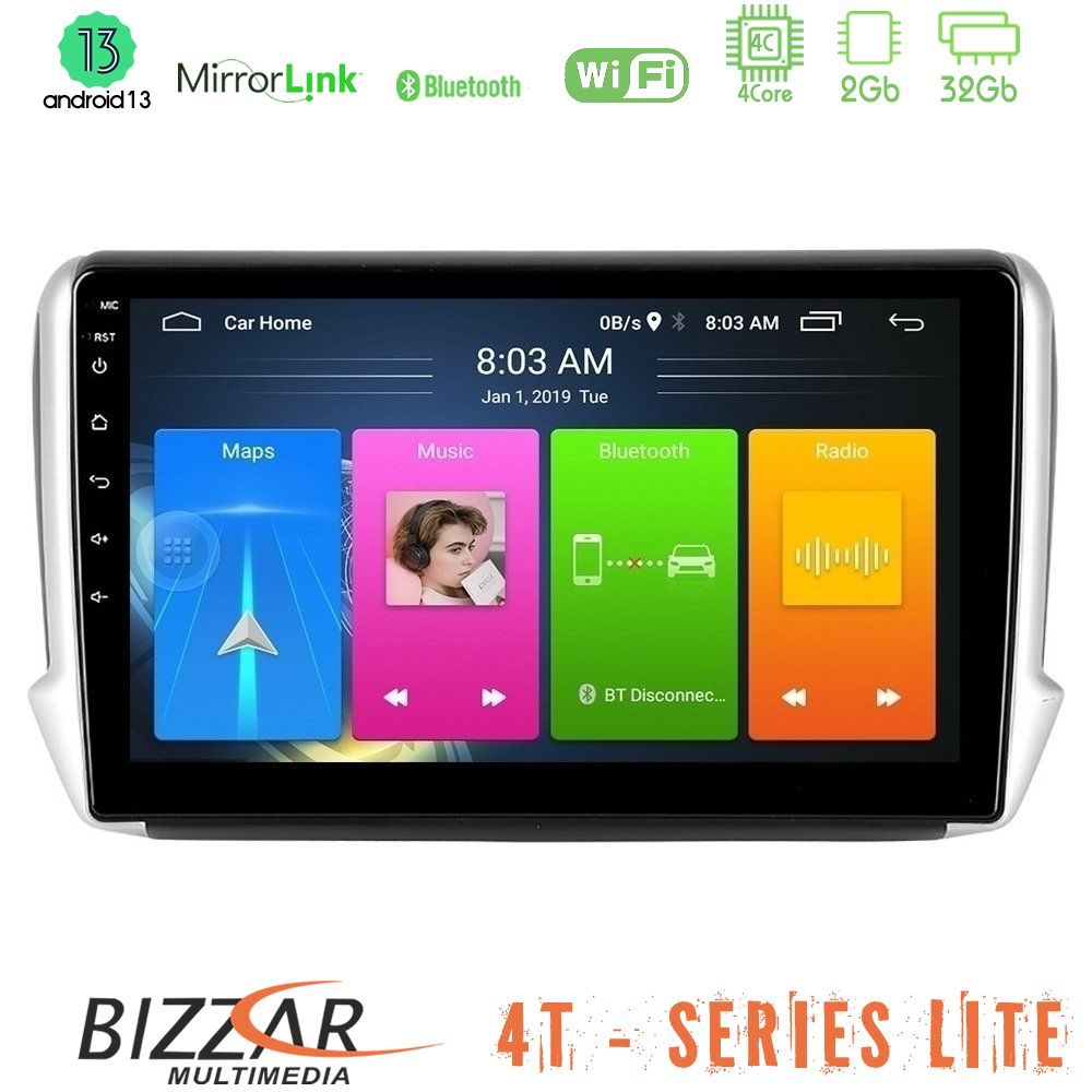 Bizzar 4T Series Peugeot 208/2008 4Core Android13 2+32GB Navigation Multimedia Tablet 10"