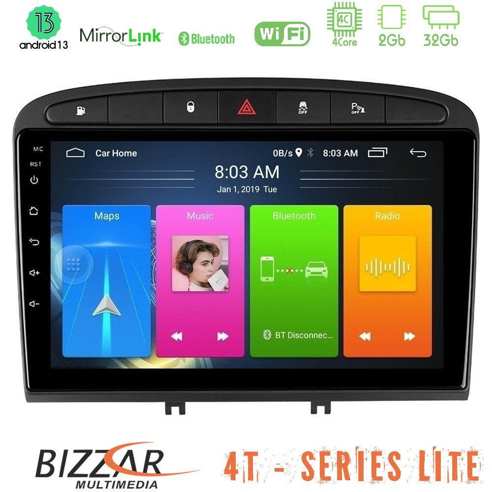 Bizzar 4T Series Peugeot 308/RCZ 4Core Android13 2+32GB Navigation Multimedia Tablet 9"