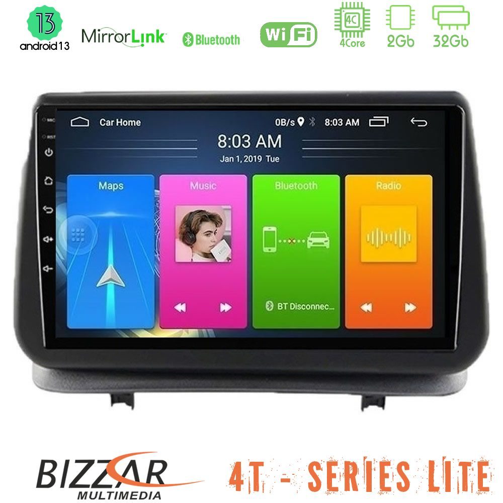 Bizzar 4T Series Renault Clio 2005-2012 4Core Android13 2+32GB Navigation Multimedia Tablet 9"