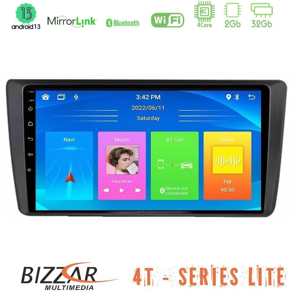 Bizzar 4T Series Skoda Octavia 2004-2012 4Core Android13 2+32GB Navigation Multimedia Tablet 9"