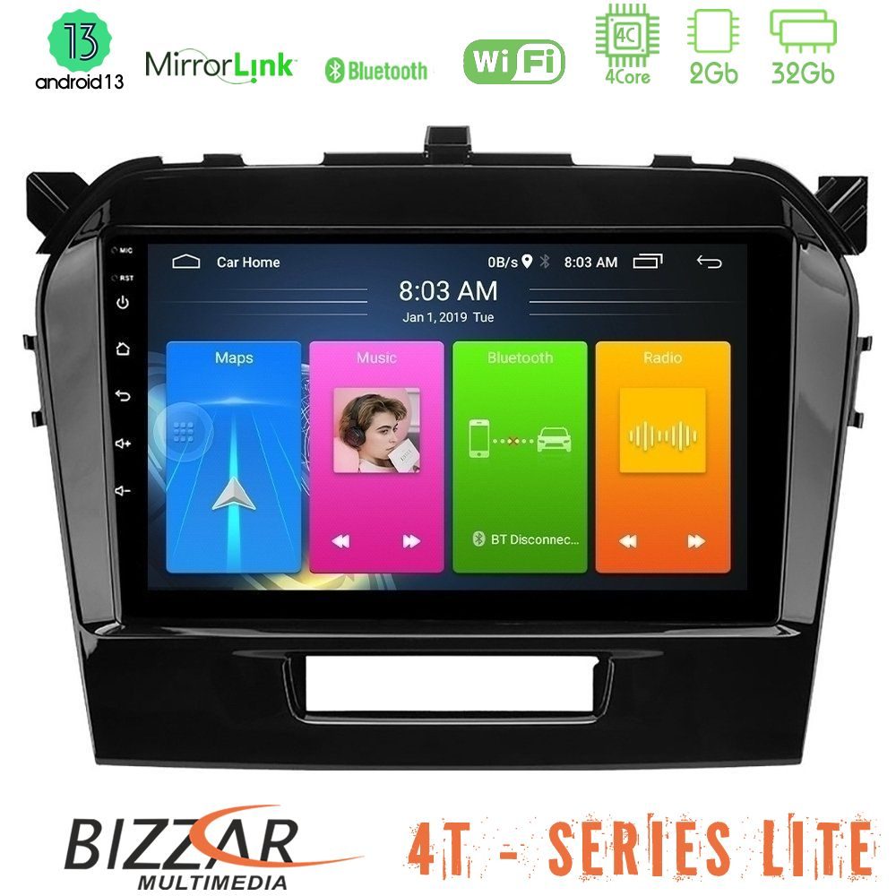 Bizzar 4T Series Suzuki Vitara 2015-2024 4Core Android13 2+32GB Navigation Multimedia Tablet 9"