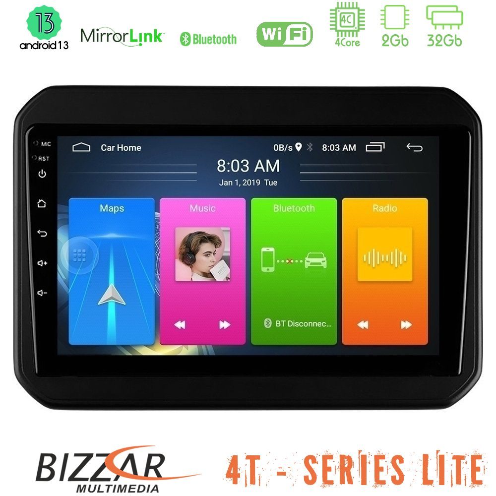 Bizzar 4T Series Suzuki Ignis 4Core Android13 2+32GB Navigation Multimedia Tablet 9"