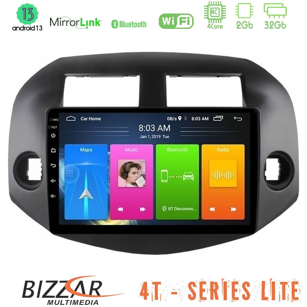 Bizzar 4T Series Toyota Rav4 2006-2012 4Core Android13 2+32GB Navigation Multimedia Tablet 10"