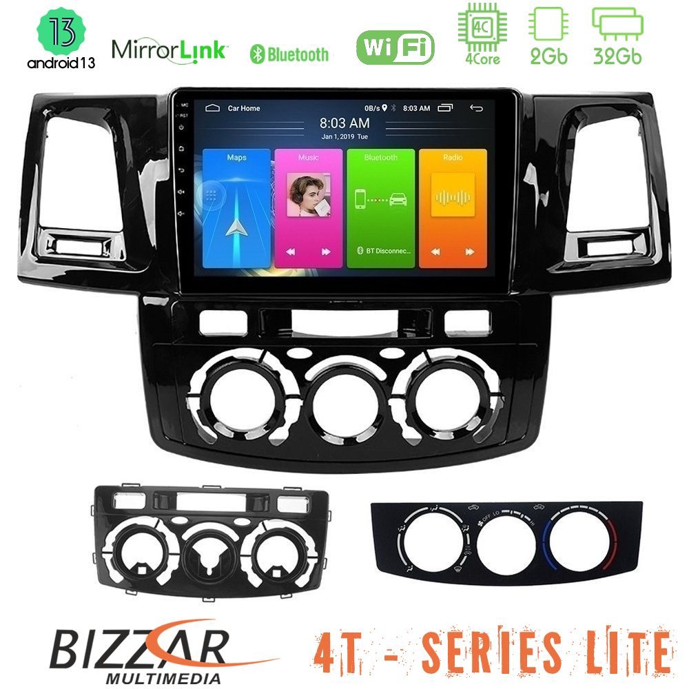 Bizzar 4T Series Toyota Hilux 2007-2011 4Core Android13 2+32GB Navigation Multimedia Tablet 9"