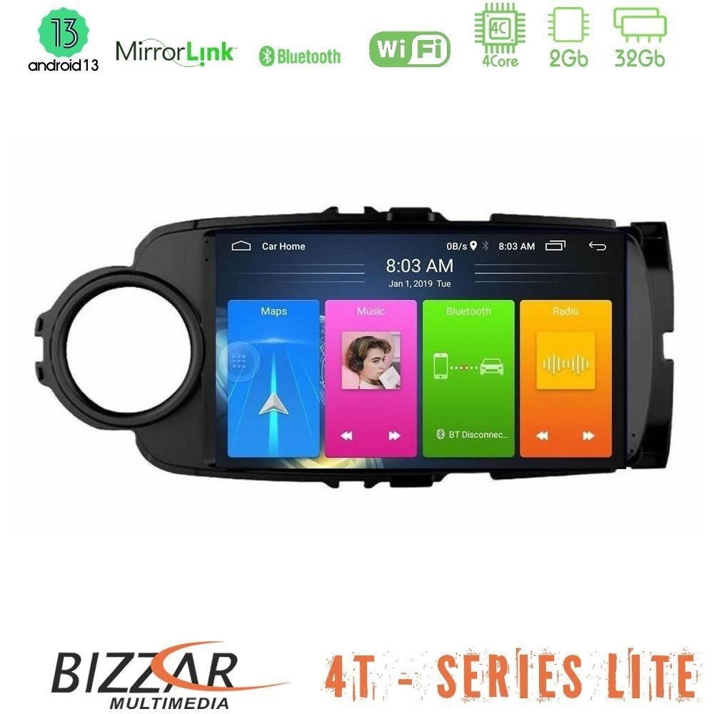 Bizzar 4T Series Toyota Yaris 4Core Android13 2+32GB Navigation Multimedia Tablet 9"