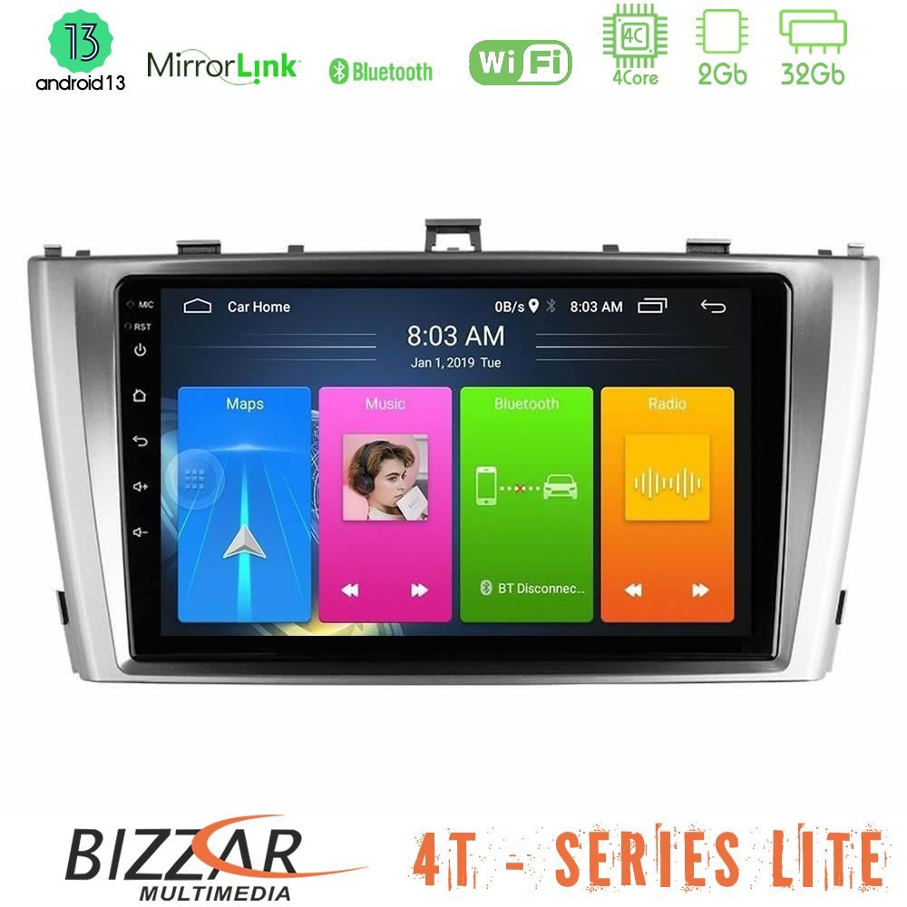 Bizzar 4T Series Toyota Avensis T27 4Core Android13 2+32GB Navigation Multimedia Tablet 9"