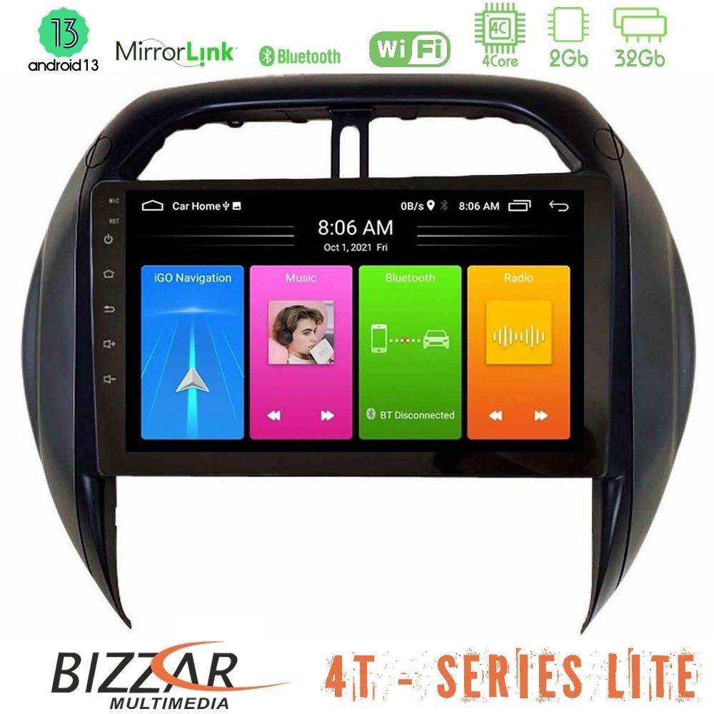 Bizzar 4T Series Toyota RAV4 2001 – 2005 4Core Android13 2+32GB Navigation Multimedia Tablet 9"