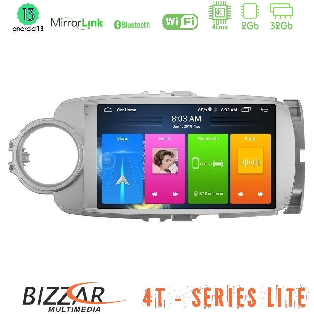 Bizzar 4T Series Toyota Yaris 4Core Android13 2+32GB Navigation Multimedia Tablet 9"