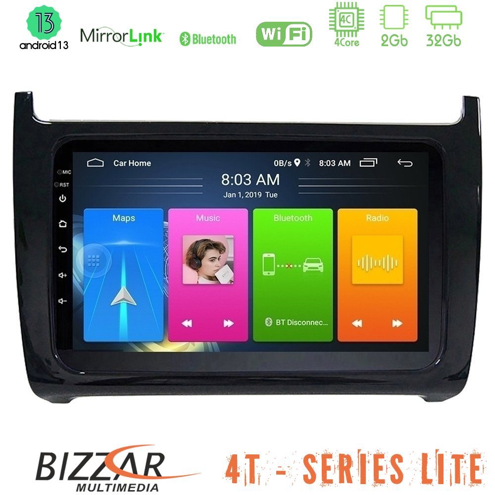 Bizzar 4T Series Vw Polo 2009-2014 4Core Android13 2+32GB Navigation Multimedia Tablet 9"