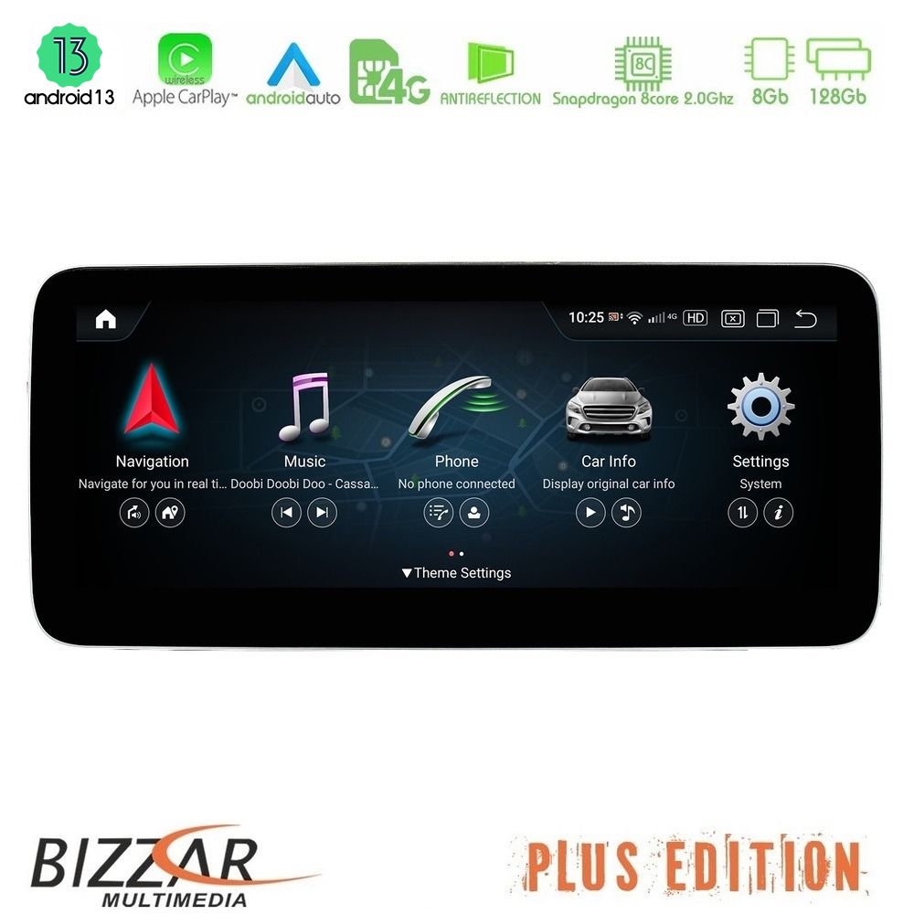 Bizzar Plus Edition Mercedes B Class (W246) Android13 (8+128GB) Navigation Multimedia 10.25" Anti-reflection