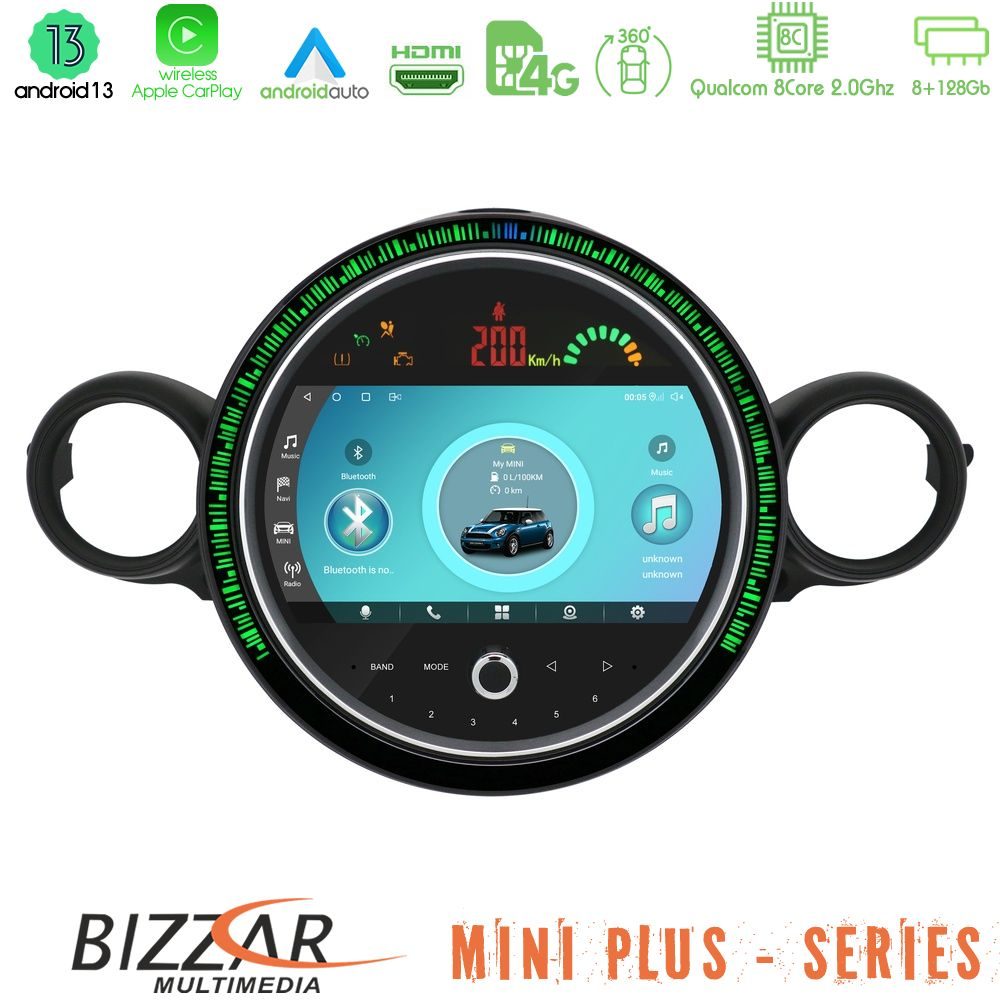 Bizzar OEM Mini Cooper/One R56 2010~2014 8core Android13 8+128GB Navigation Multimedia System 9" (New 2024 Style)