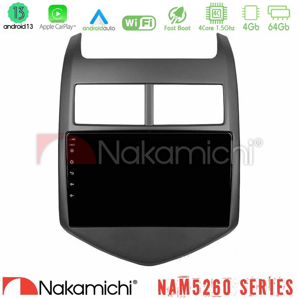 Nakamichi NAM5260 Series 4Core Android13 4+64GB Chevrolet Aveo 2011-2017 Navigation Multimedia Tablet 9" Με Carplay & Android Auto Nakamichi NAM5260 Series 4Core Android13 4+64GB Chevrolet Aveo 2011-2017 Navigation Multimedia Tablet 9" Με Carplay & Android Auto