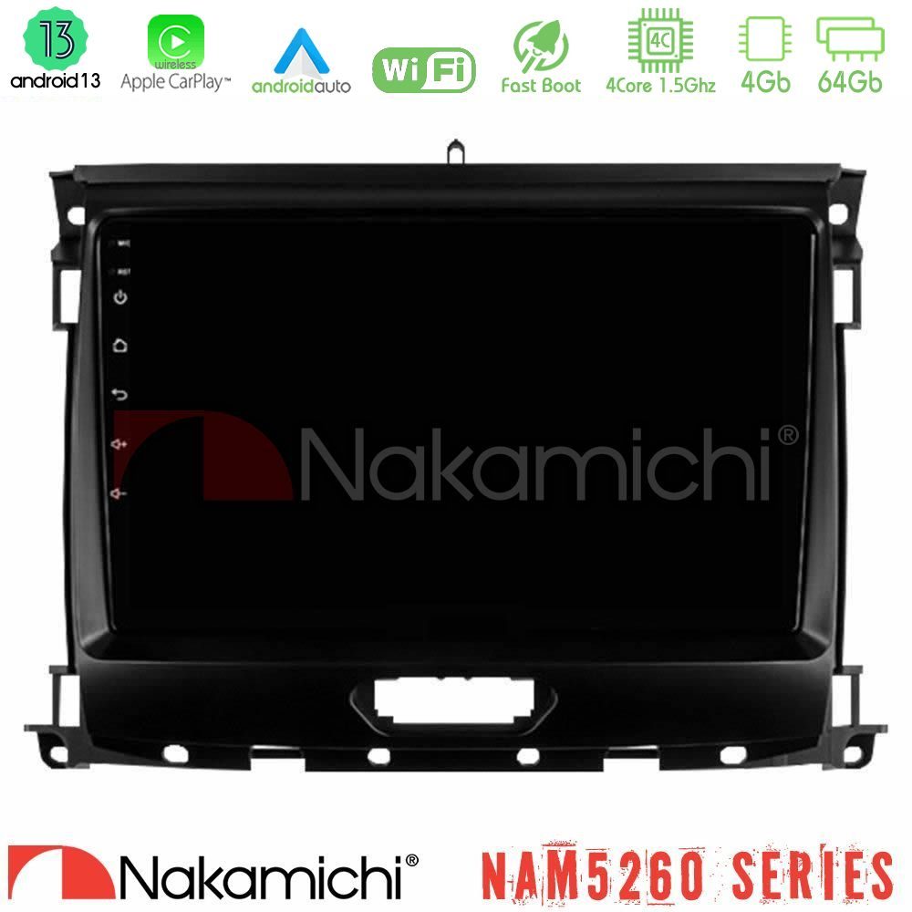 Nakamichi NAM5260 Series 4Core Android13 4+64GB Ford Ranger 2017-2022 Navigation Multimedia Tablet 9" Με Carplay & Android Auto