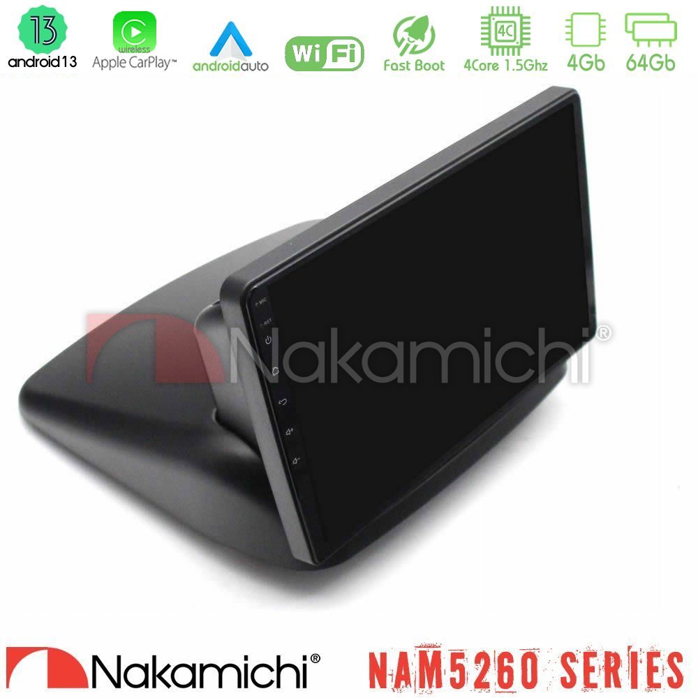 Nakamichi NAM5260 Series 4Core Android13 4+64GB Fiat Doblo 2002-2009 Navigation Multimedia Tablet 10" Με Carplay & Android Auto