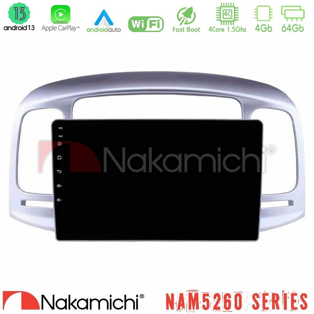 Nakamichi NAM5260 Series 4Core Android13 4+64GB Hyundai Accent 2006-2011 Navigation Multimedia Tablet 9" Με Carplay & Android Auto