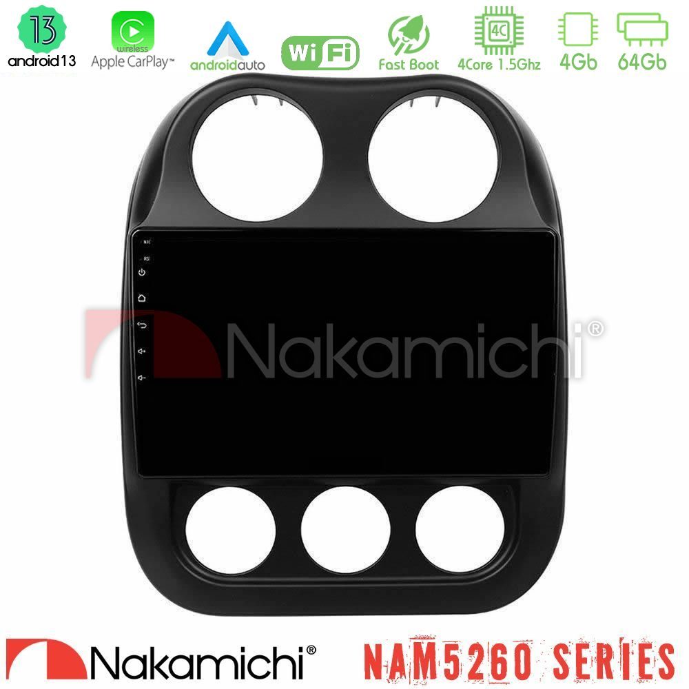 Nakamichi NAM5260 Series 4Core Android13 4+64GB Jeep Compass 2012-2016 Navigation Multimedia Tablet 10" Με Carplay & Android Auto