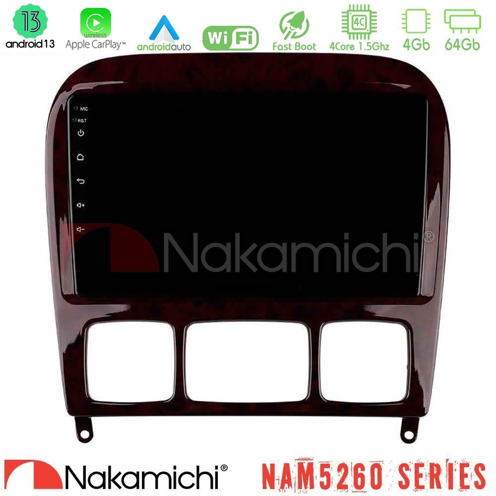 Nakamichi NAM5260 Series 4Core Android13 4+64GB Mercedes S Class 1999-2004 (W220) Navigation Multimedia Tablet 9" Με Carplay & Android Auto