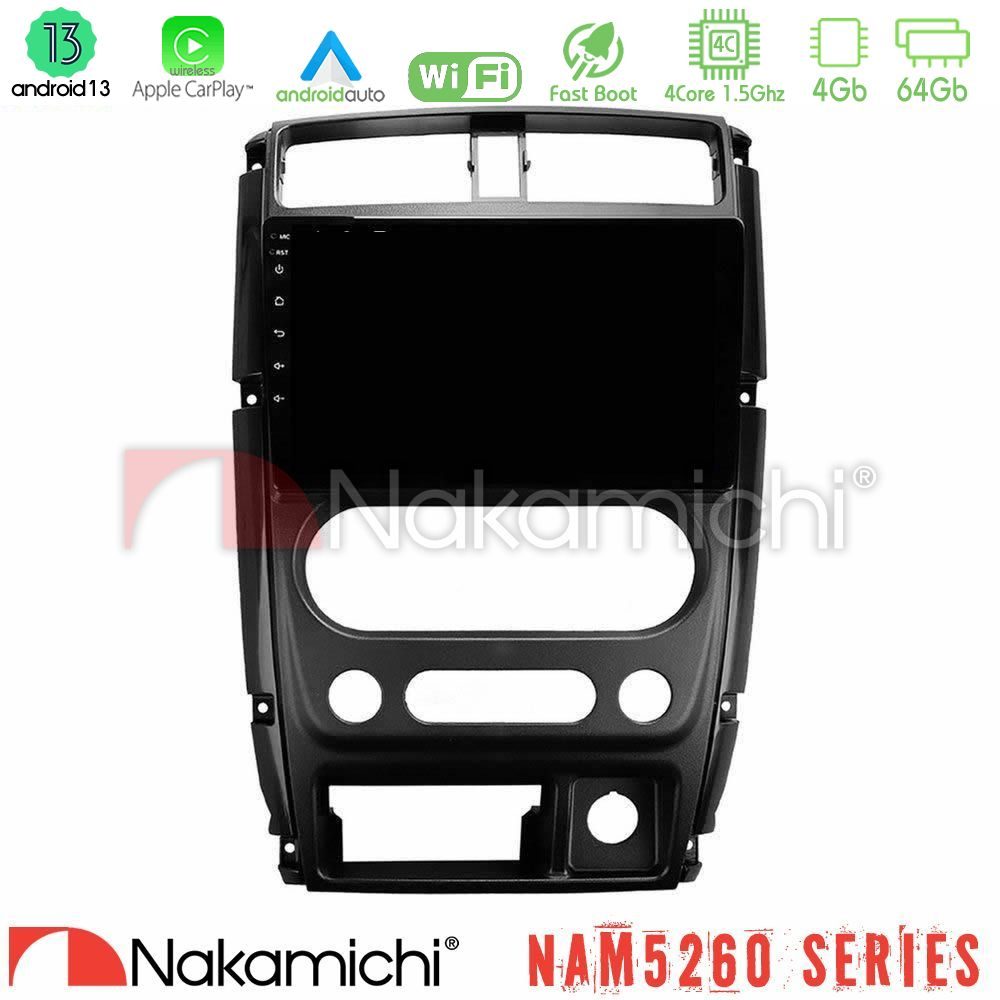 Nakamichi NAM5260 Series 4Core Android13 4+64GB Suzuki Jimny 2007-2017 Navigation Multimedia Tablet 9" Με Carplay & Android Auto