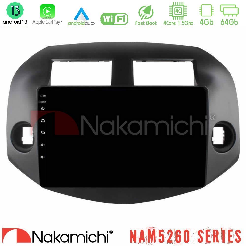Nakamichi NAM5260 Series 4Core Android13 4+64GB Toyota Rav4 2006-2012 Navigation Multimedia Tablet 10" Με Carplay & Android Auto
