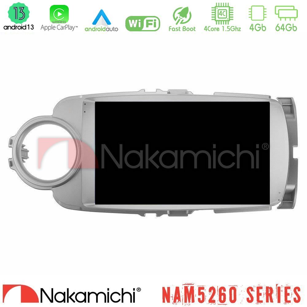 Nakamichi NAM5260 Series 4Core Android13 4+64GB Toyota Yaris Navigation Multimedia Tablet 9" Με Carplay & Android Auto