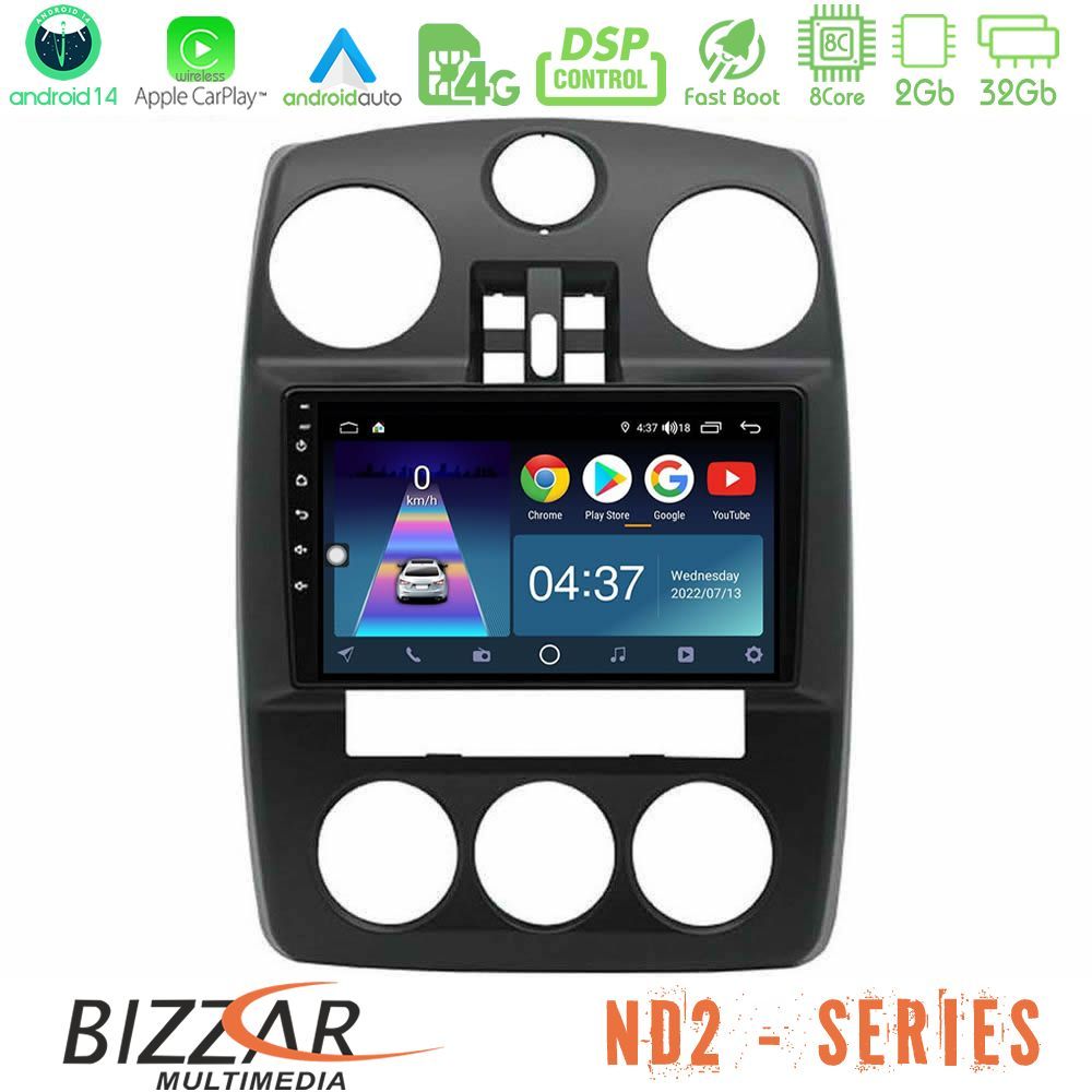 Bizzar ND2 Series 8Core Android14 2+32GB Chrysler PT-Cruiser 2000-2005 Navigation Multimedia Tablet 9" Με Carplay & Android Auto