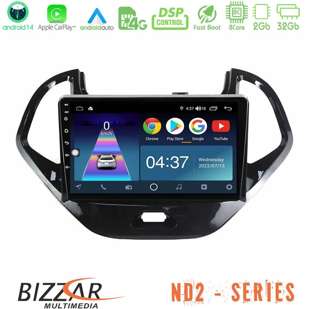 Bizzar ND2 Series 8Core Android14 2+32GB Ford KA 2016-2020 Navigation Multimedia Tablet 9" Με Carplay & Android Auto