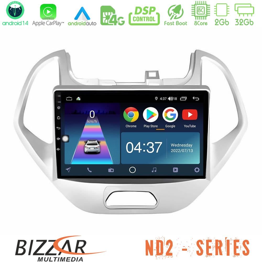 Bizzar ND2 Series 8Core Android14 2+32GB Ford KA 2016-2020 Navigation Multimedia Tablet 9" Με Carplay & Android Auto