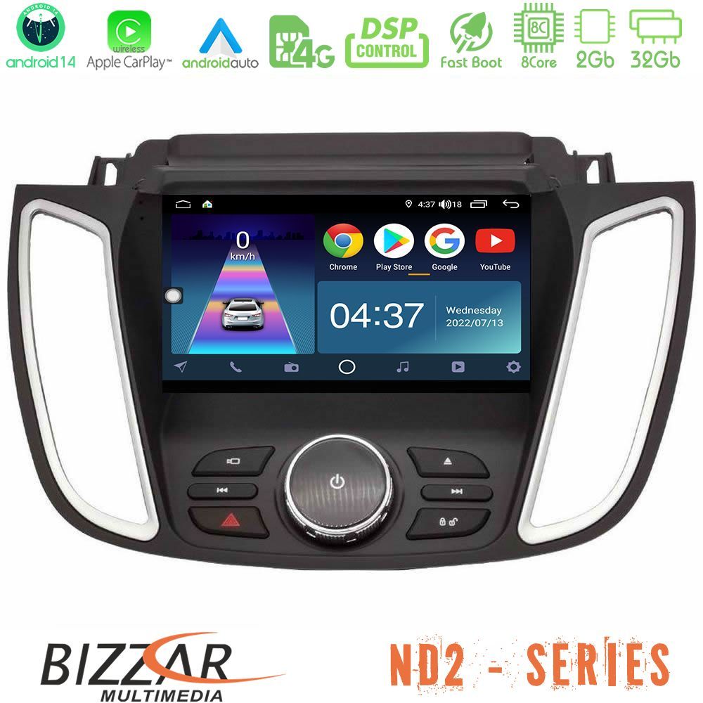 Bizzar ND2 Series 8Core Android14 2+32GB Ford Kuga/C-Max 2013-2019 Navigation Multimedia Tablet 9" Με Carplay & Android Auto