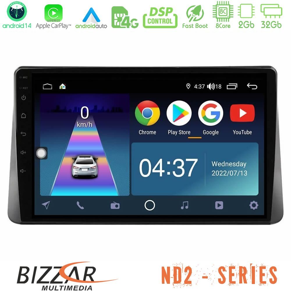 Bizzar ND2 Series 8Core Android14 2+32GB Ford Focus 2019-> Navigation Multimedia Tablet 9" Με Carplay & Android Auto