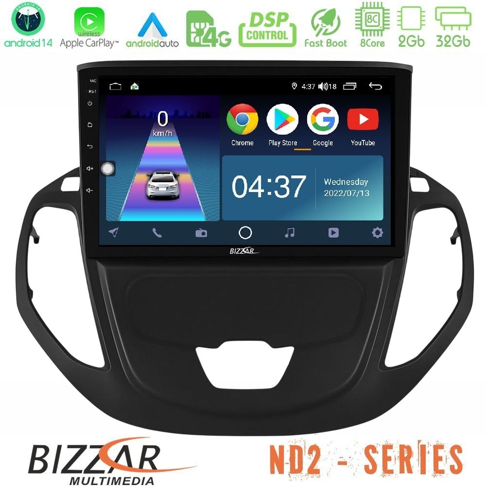Bizzar ND2 Series 8Core Android14 2+32GB Ford Transit Courier 2015-2023 Navigation Multimedia Tablet 9" Με Carplay & Android Auto