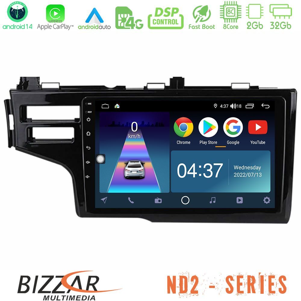 Bizzar ND2 Series 8Core Android14 2+32GB Honda Jazz 2013-2020 Navigation Multimedia Tablet 9" Με Carplay & Android Auto