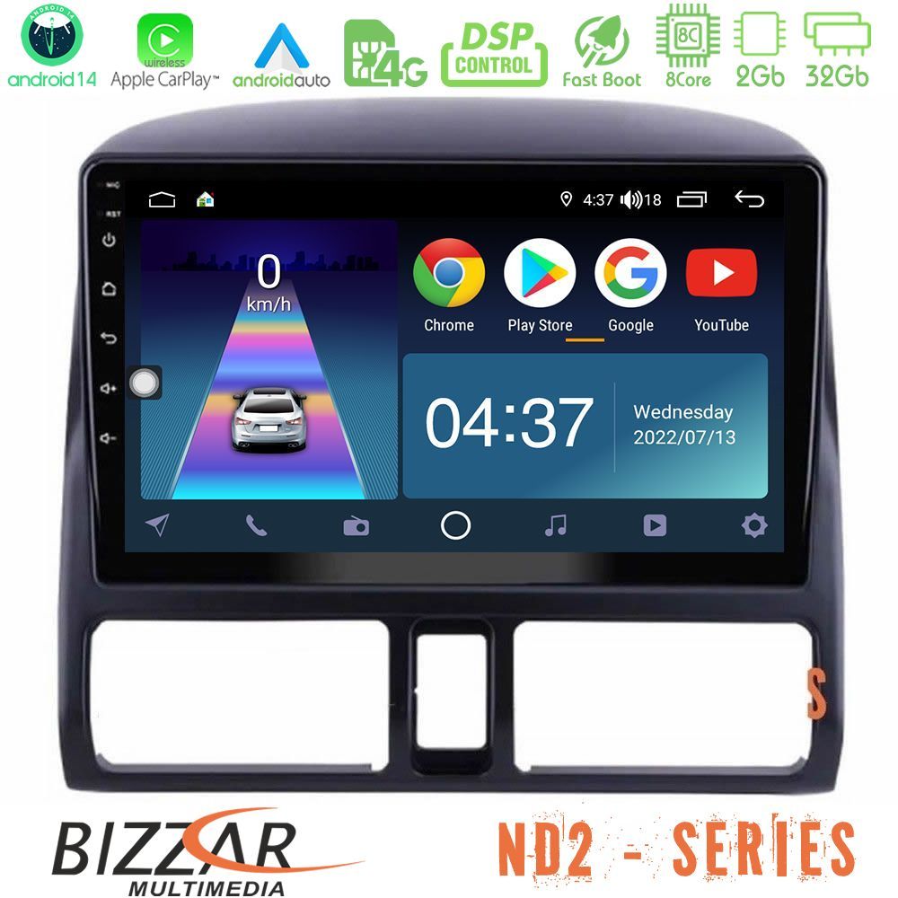 Bizzar ND2 Series 8Core Android14 2+32GB Honda CRV 2002-2006 Navigation Multimedia Tablet 9" Με Carplay & Android Auto Bizzar ND2 Series 8Core Android14 2+32GB Honda CRV 2002-2006 Navigation Multimedia Tablet 9" Με Carplay & Android Auto